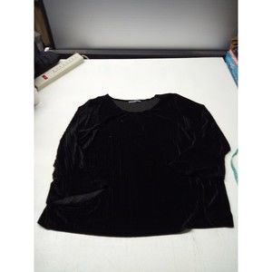 Signature Collection Women's Black Velour Long Sleeve Top Comfy Womens Size 2XL